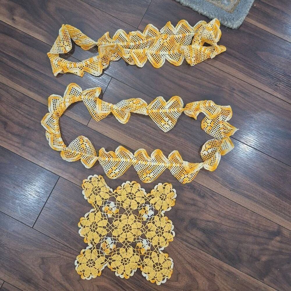 Crochet, Vintage Yellow & White Cotton